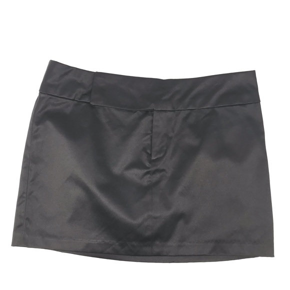 Black Mini Skirt - Feels Satin - Picture 2 of 5